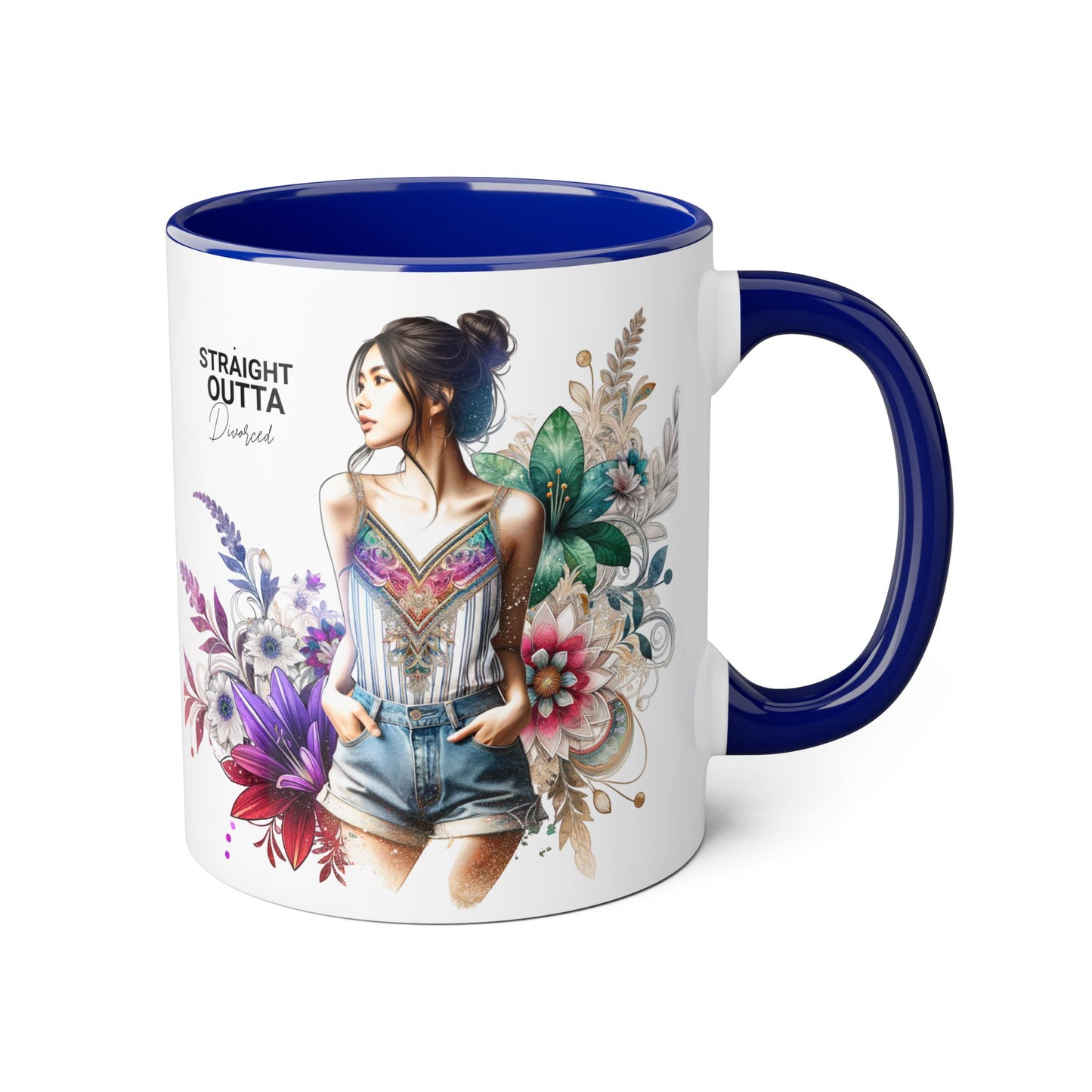 Straight Outta Divorced Humoristic Vibrant Accent Mugs, 11oz - Perfect for Gifts, Home Decor, Coffee Lovers, Birthdays, and Celebrations