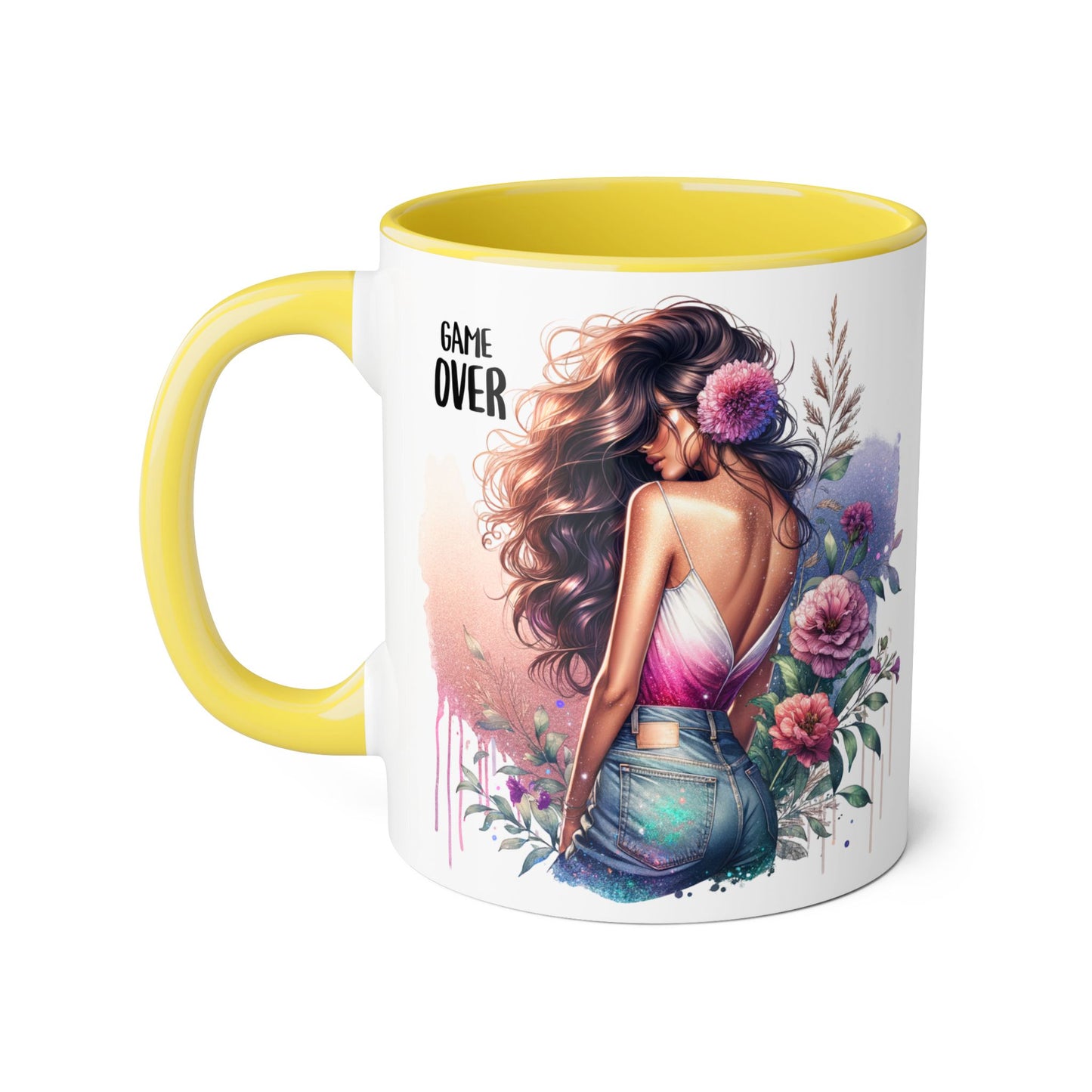 Boho Chic Accent Mug - Perfect Gift for Coffee Lovers, Home Decor, Floral Art, Unique Design, Game Over Theme