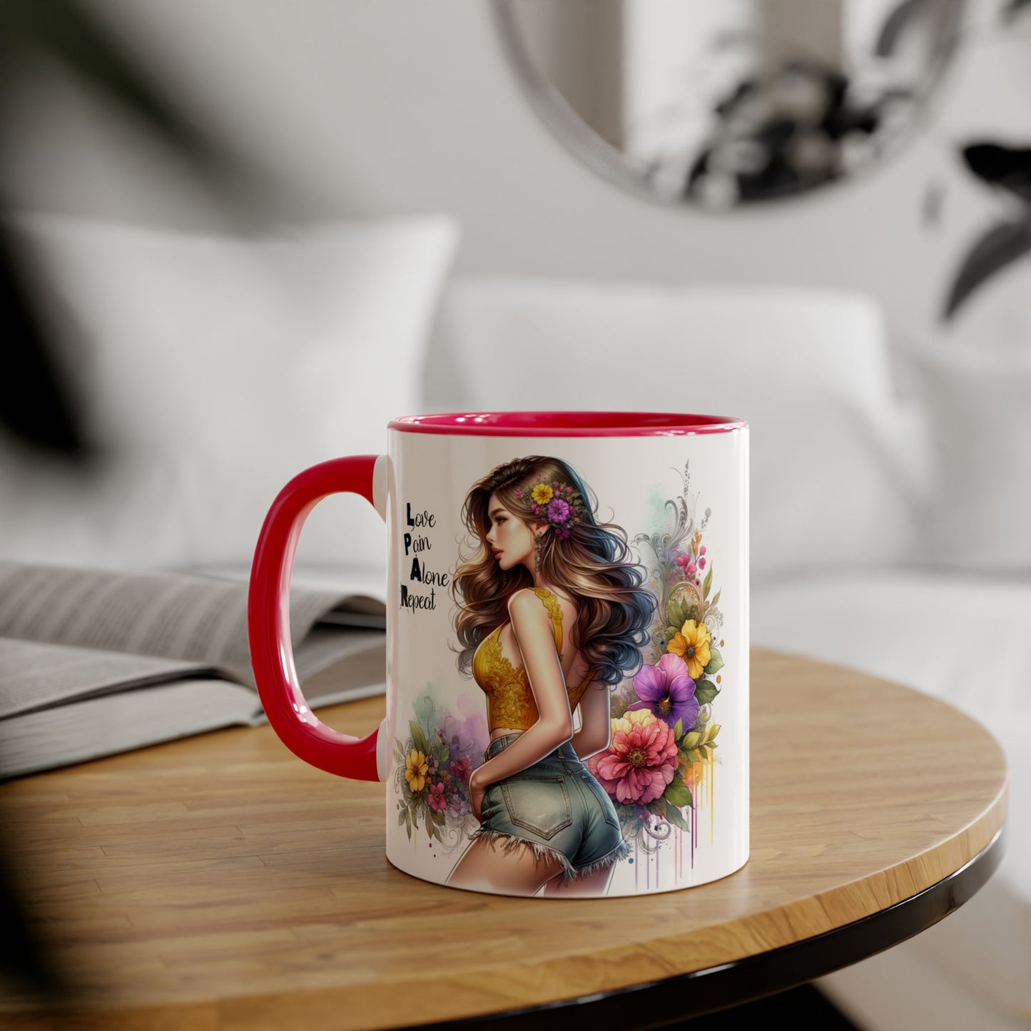 Colorful Floral Accent Mug with Inspirational Quote