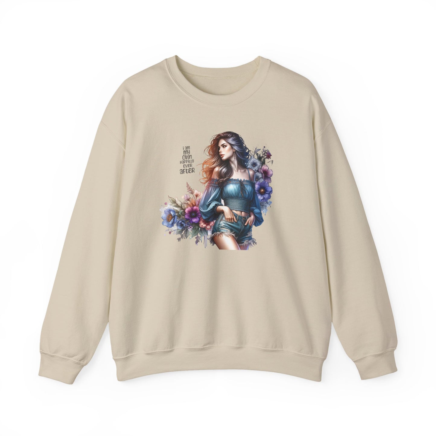 I Am My Own Happily Ever After Floral Aesthetic Crewneck Sweatshirt - Cozy Style for Women, Fashion Top, Gift Idea, Floral Sweatshirt, Spring/Summer Wear