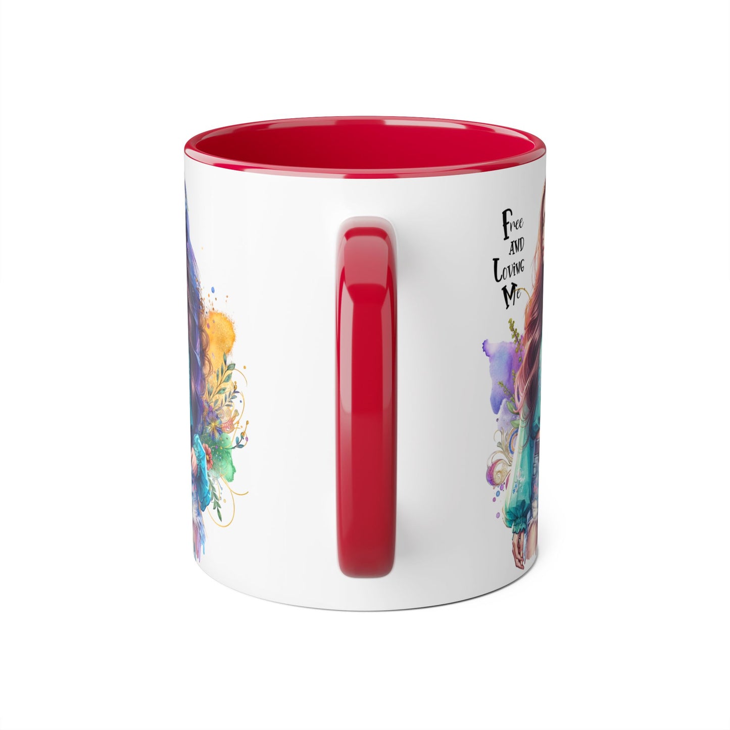 Free and Loving Me Bohemian Accent Mug with Inspirational Quote, Free and Love Me, Unique Gift for Coffee Lovers, Artistic Mugs for Women, Colorful Drinkware