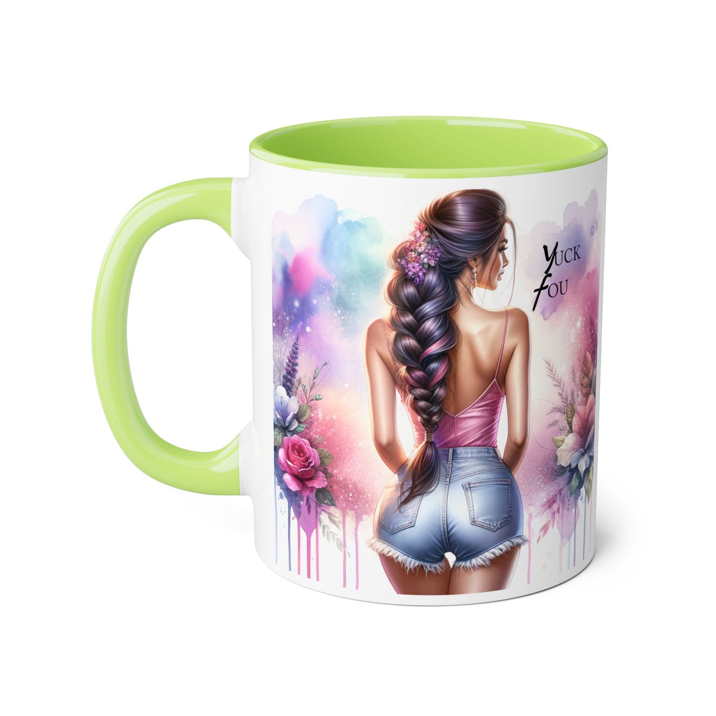 Colorful Floral Accent Mug | Yuck Fou Coffee Cup | Unique Gift for Her, Inspirational Drinkware, Fun Tea Mug, Motivational Gift