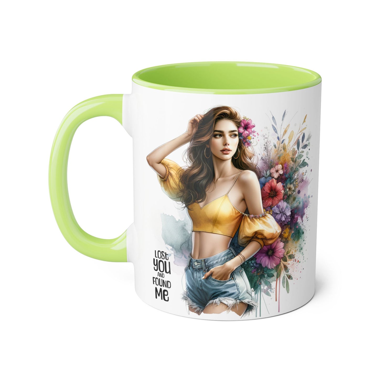 Lost You and Found Me Floral Accent Mug, Empowering Coffee Cup, Vibrant Gift for Friends, Motivational Drinkware, Perfect for Home or Office