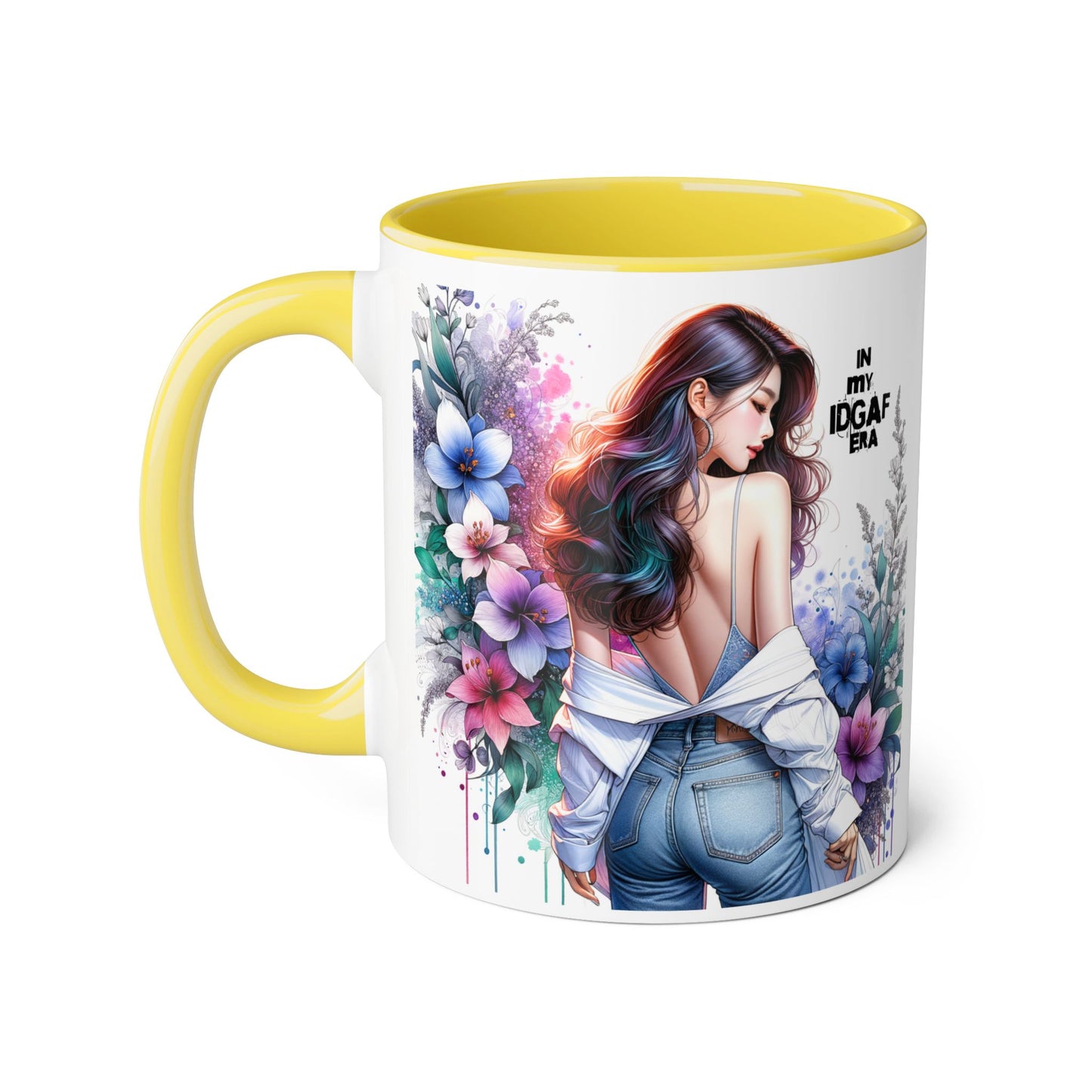 Floral Graphic Accent Mug, Gift for Her, Coffee Tea Mug, Unique Housewarming Present, My IDGAF Era