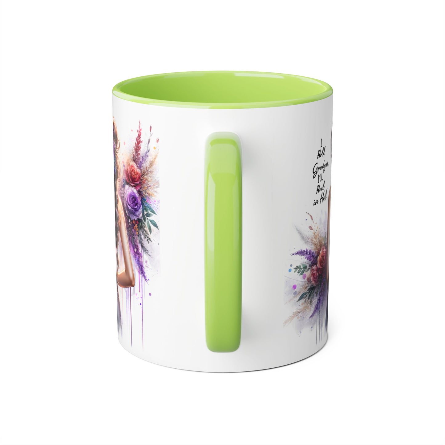 I Hold Grudges, I'll Heal in Hell Colorful Floral Accent Mug, Inspirational Mug, Gift for Friends, Coffee Lover Mug, Unique Tea Mug, Motivational Drinkware