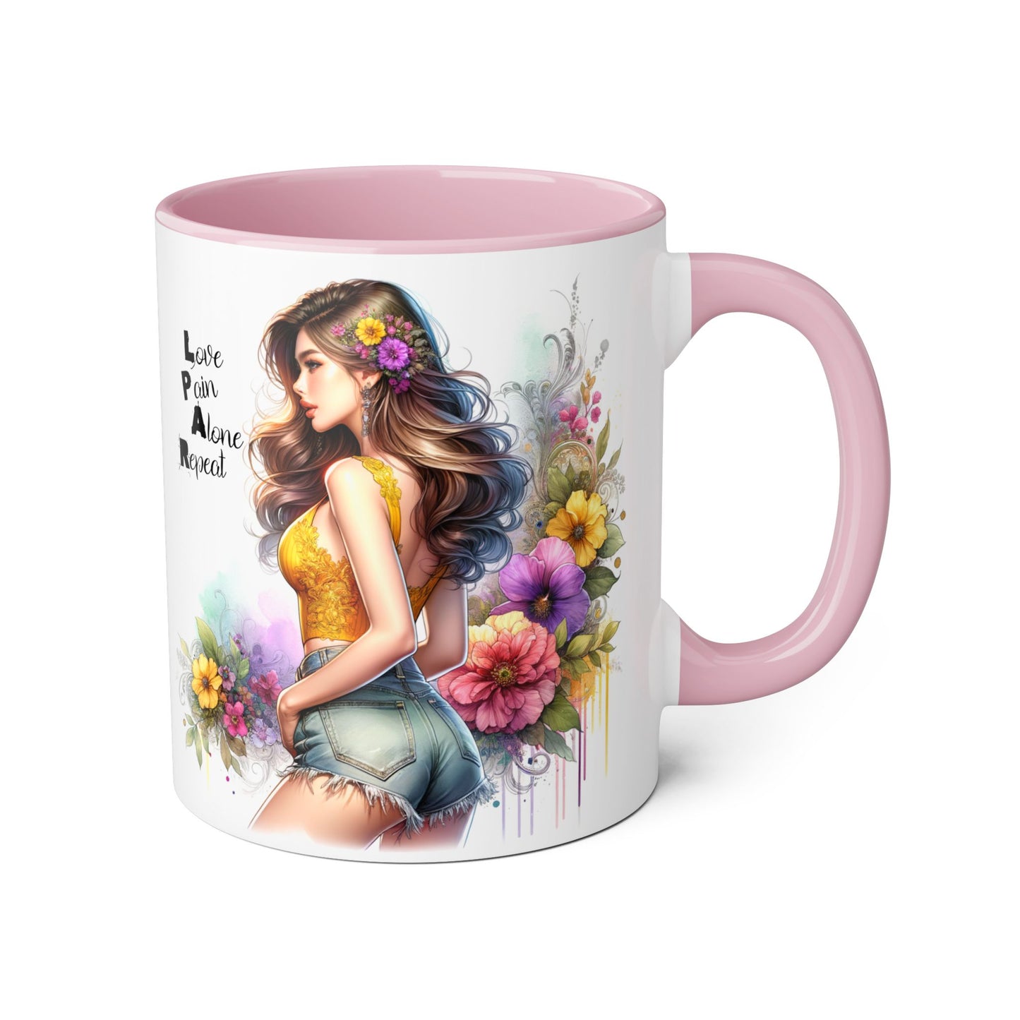 Colorful Floral Accent Mug with Inspirational Quote