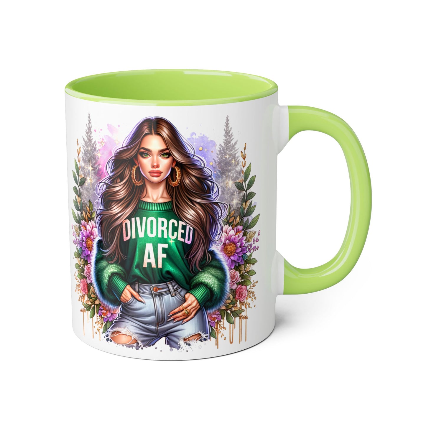 Stylish Accent Mugs for Empowering Sips, Floral Artwork, Perfect Gift for Divorced Friends, Motivational Tea or Coffee Cup