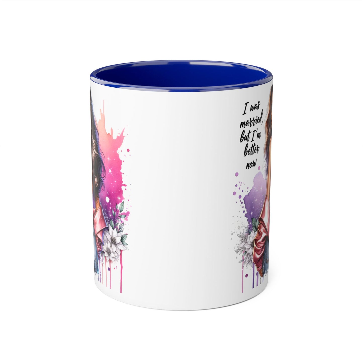 I Was Married Before But I'm Better Now Humoristic Empowered Woman Accent Mug - Inspirational Coffee Cup, Gift for Her, Motivational Mug, Self-Love Reminder, Unique Office Decor