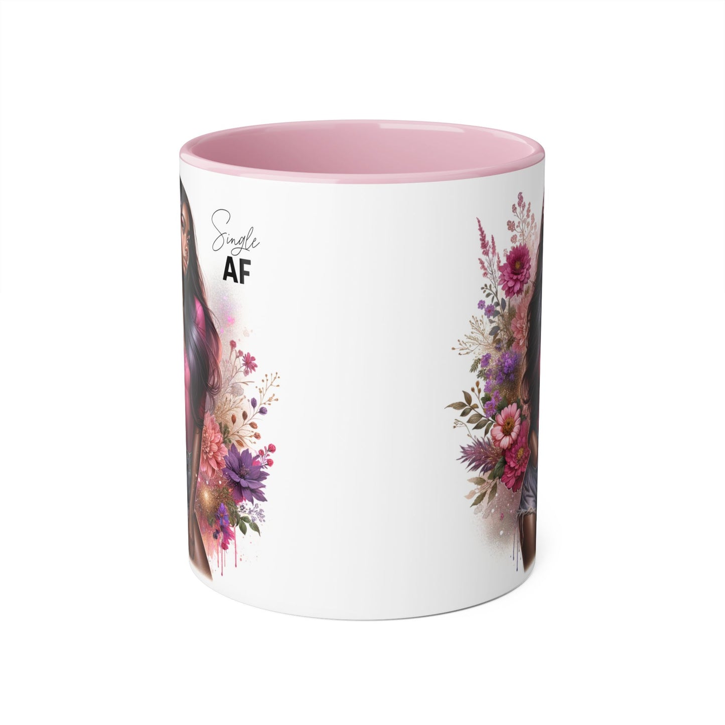 Colorful Floral Single AF Accent Mug, Aesthetic Coffee Cup for Coffee Lovers, Unique Gift for Birthdays, Special Occasions, Art Enthusiasts