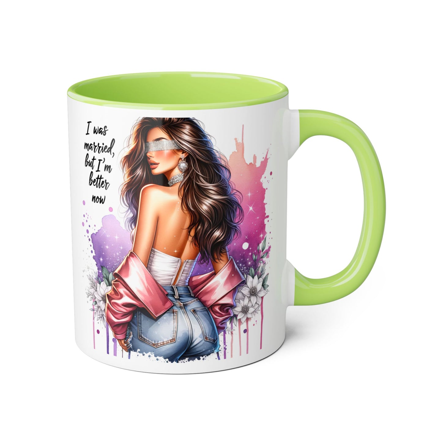 I Was Married Before But I'm Better Now Humoristic Empowered Woman Accent Mug - Inspirational Coffee Cup, Gift for Her, Motivational Mug, Self-Love Reminder, Unique Office Decor