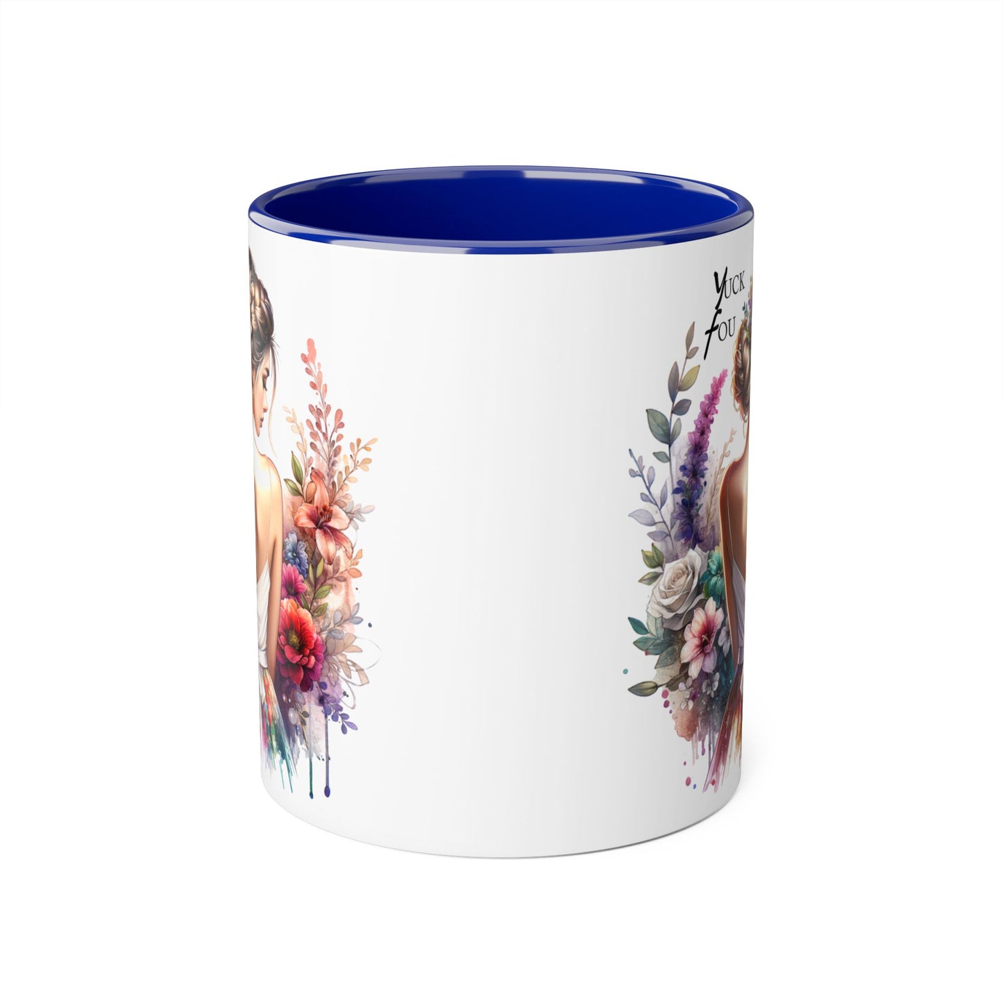 Yuck Fou Floral Artwork Accent Mug, 11oz Coffee Mug, Unique Gift for Her, Bohemian Style Mug, Personalized Coffee Cup