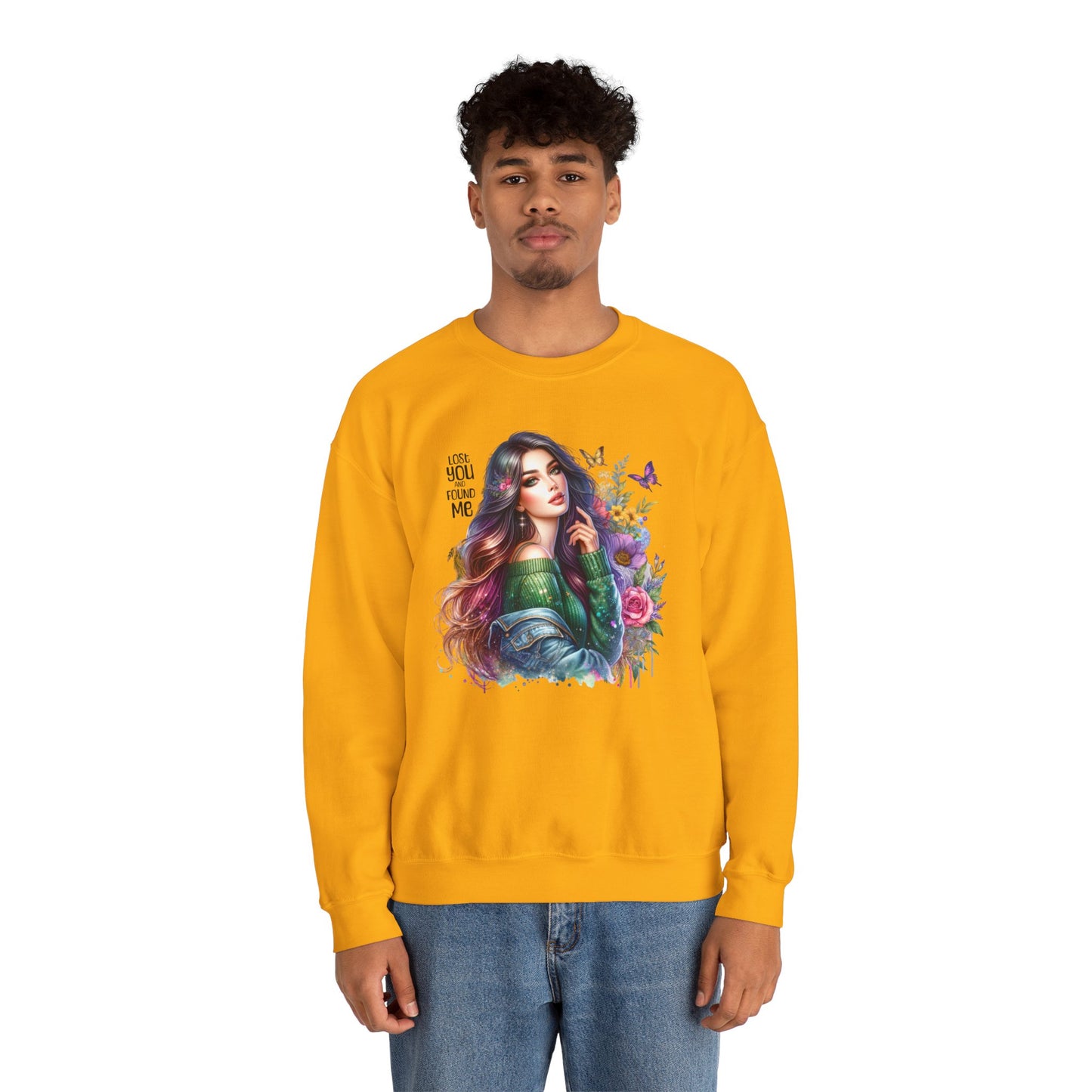 Lost You And Found Me Bohemian Floral Crewneck Sweatshirt, Cozy Graphic Sweatshirt, Gift for Her, Unique Art Pullover, Spring Fashion Crew