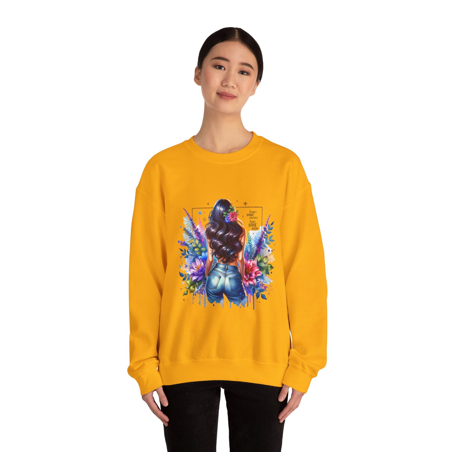 I Don`t Make Mistakes, I Just Date Them Colorful Art Sweatshirt, Stylish Crewneck, Floral Design, Unisex Apparel, Gift for Her, Cozy Fashion, Unique Artwork Sweatshirt