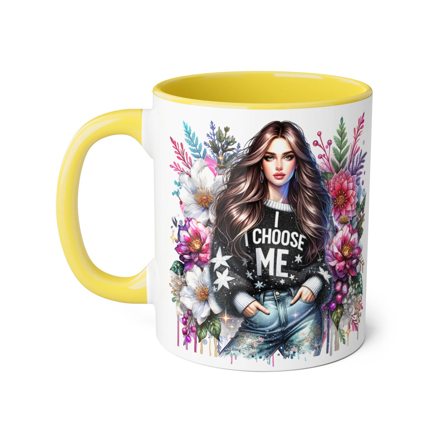 I Choose Me Beautiful Floral Accent Mug, Unique Coffee Cup Gift, Inspirational Drinkware, Thoughtful Present for Friends, Stylish Home Decor