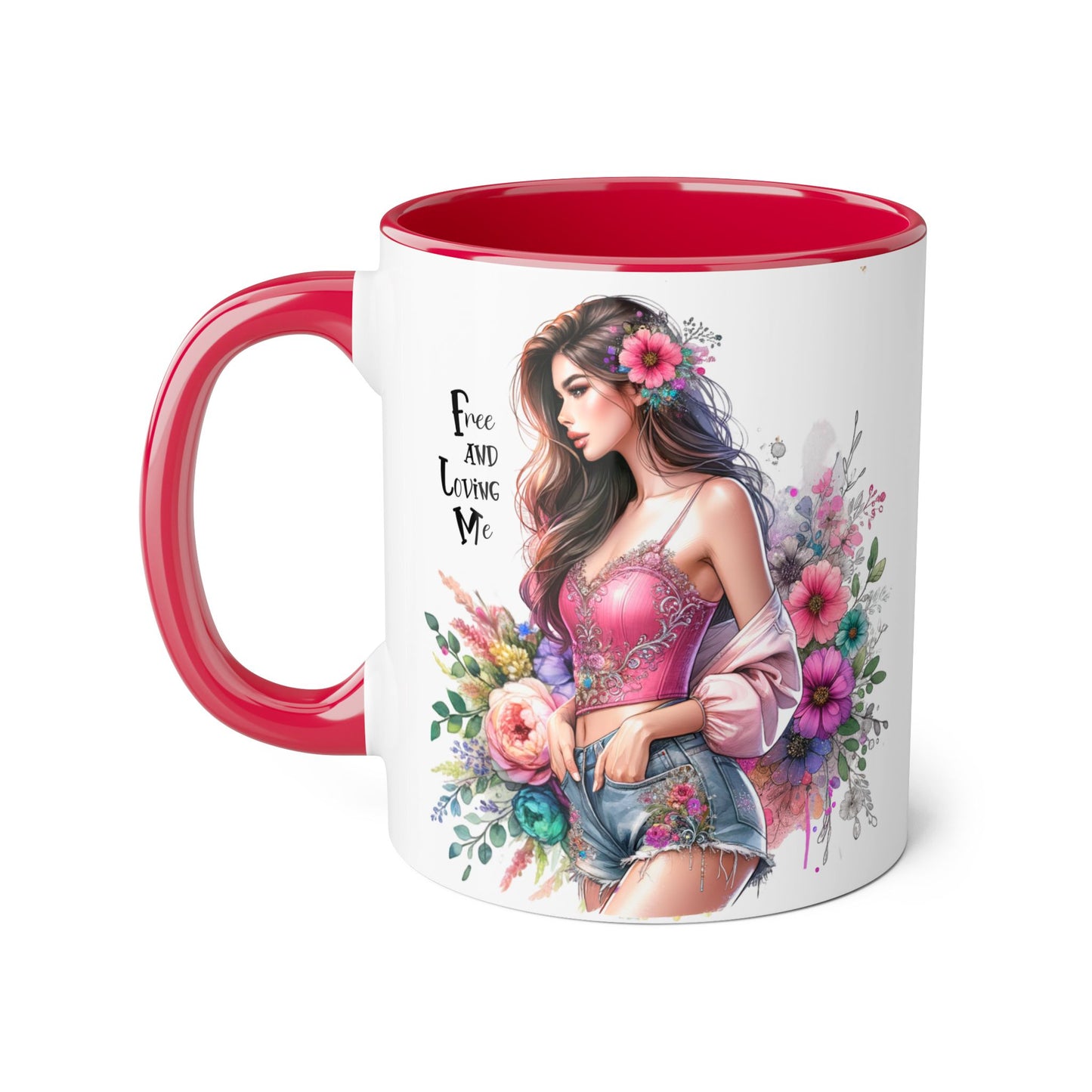 Bohemian Floral Accent Mug, 11oz Coffee Cup, Artisanal Drinkware, Perfect Gift for Nature Lovers, Inspirational Quote Mug, Unique Home Decor