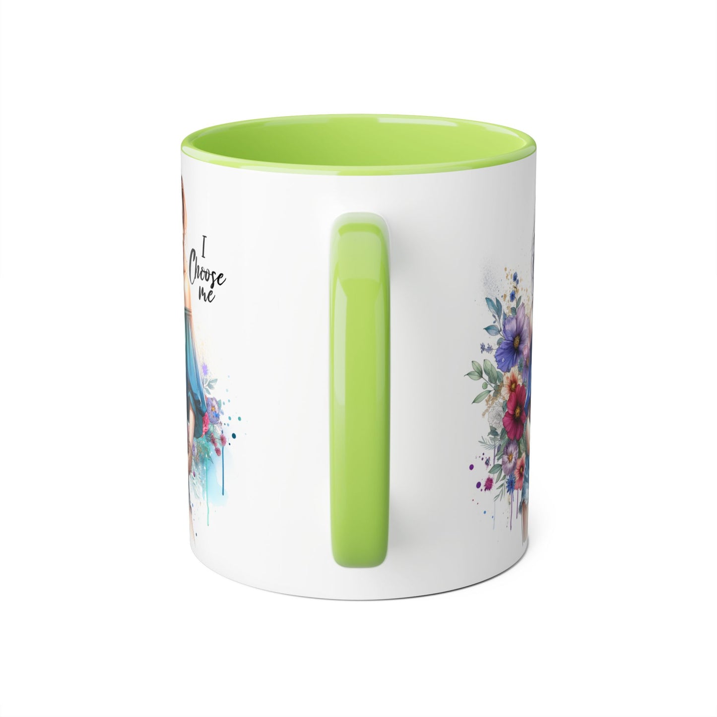 I Choose Me Floral Art Accent Mug, I Choose Me, Coffee Mug, Gift for Her, Inspirational Tea Cup, Self-Care Kitchenware