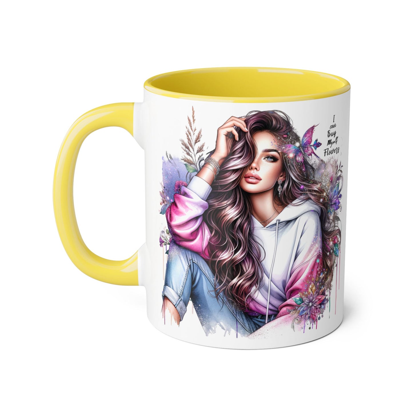 I Can Buy Myself Flowers Artistic Floral Accent Mug | I Keep My Hopes + Dreams, Coffee Cup for Gifts, Home Decor, Birthdays, Self-Care, Tea Lovers
