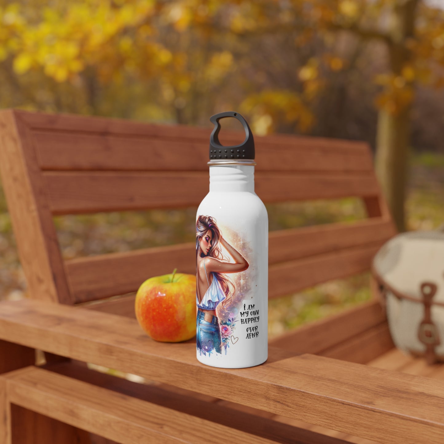 Chic Stainless Steel Water Bottle - "I Am My Own Happily Ever After" Design
