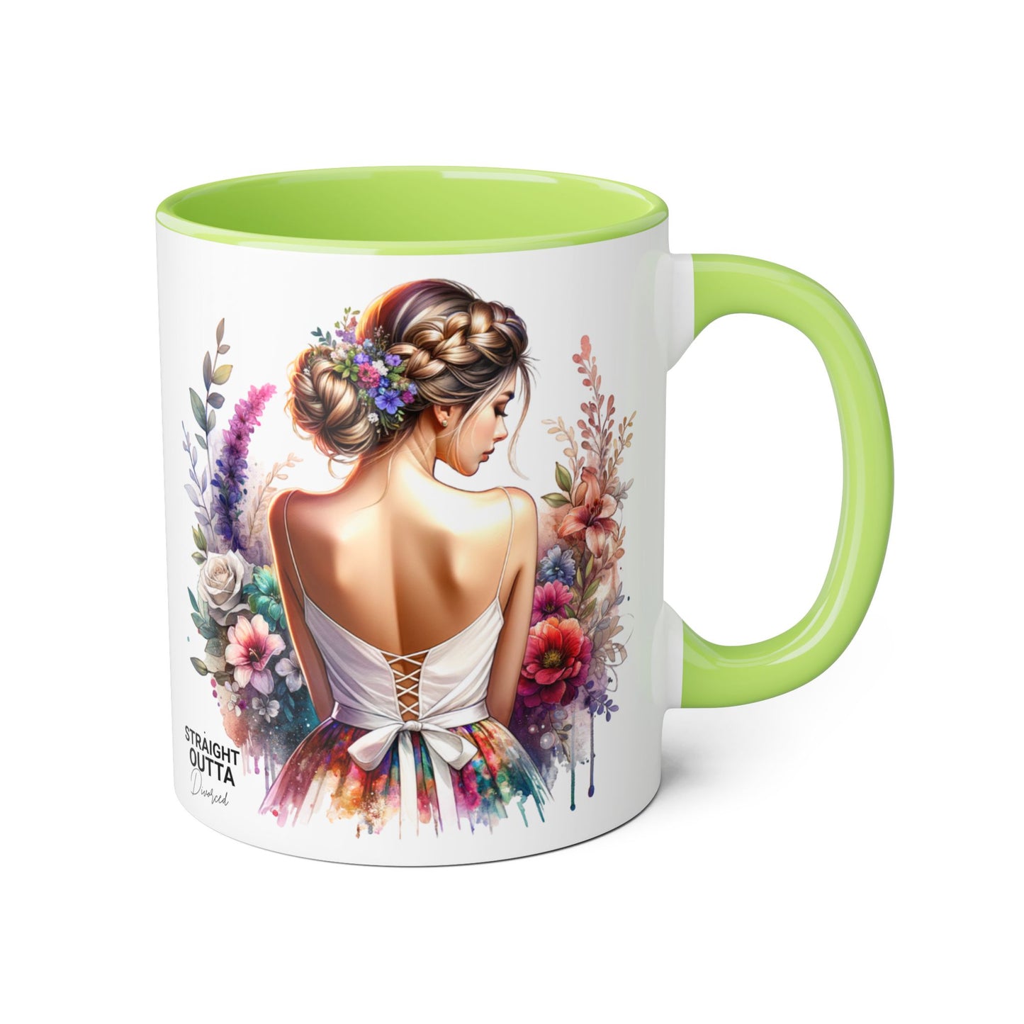 Straight Outta Divorced Humoristic Floral Art Mug, Personalized Gift Mug, Wedding Gift, Coffee Mug, Inspirational Mug, Colorful Accent Mug