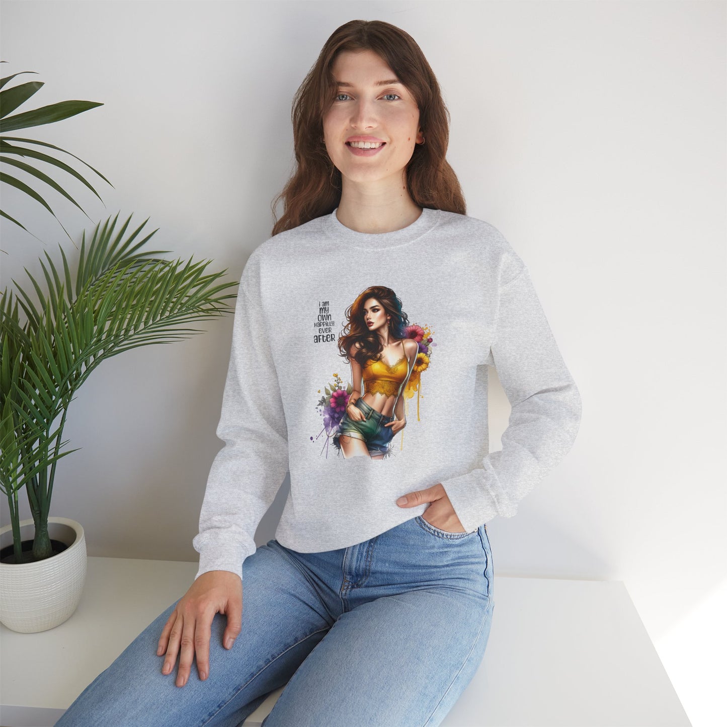 I Am My Own Happily Ever After Stylish Inspirational Crewneck Sweatshirt, Cozy Unisex Pullover, Art Print Sweatshirt, Gift for Her, Everyday Wear, Colorful Design