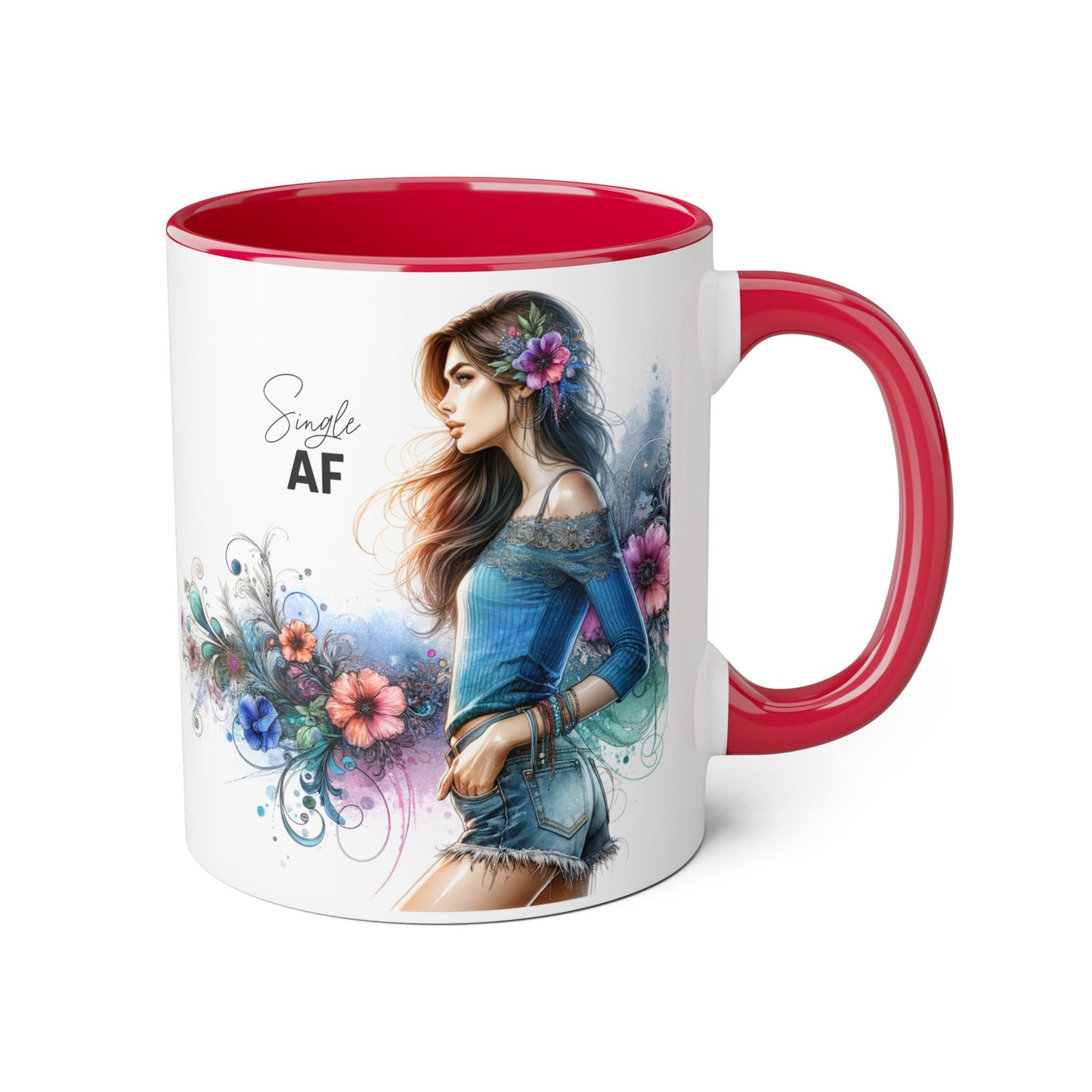 Stylish Accent Mug, Coffee Lover Gift, Floral Design Mug, Trendy Drinkware, Unique Gift for Her, Simple AF Mug
