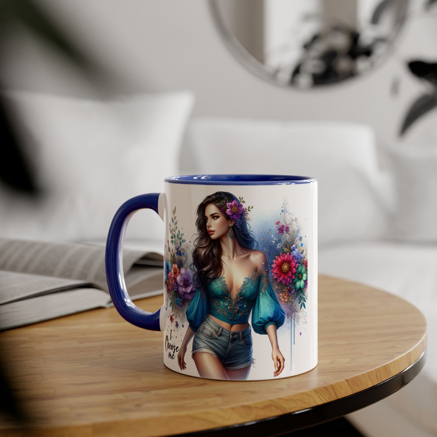 I Choose Me Boho Floral Accent Mug, Choose Me Coffee Cup, Unique Gift for Her, Art Mug, Colorful Drinkware
