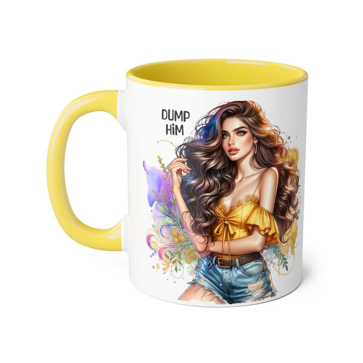 Sassy Accent Mug, Perfect Gift for Coffee Lovers, Celebrate Friendship, Dump Him Design, Stylish 11oz Coffee Cup, Unique Feminine Drinkware