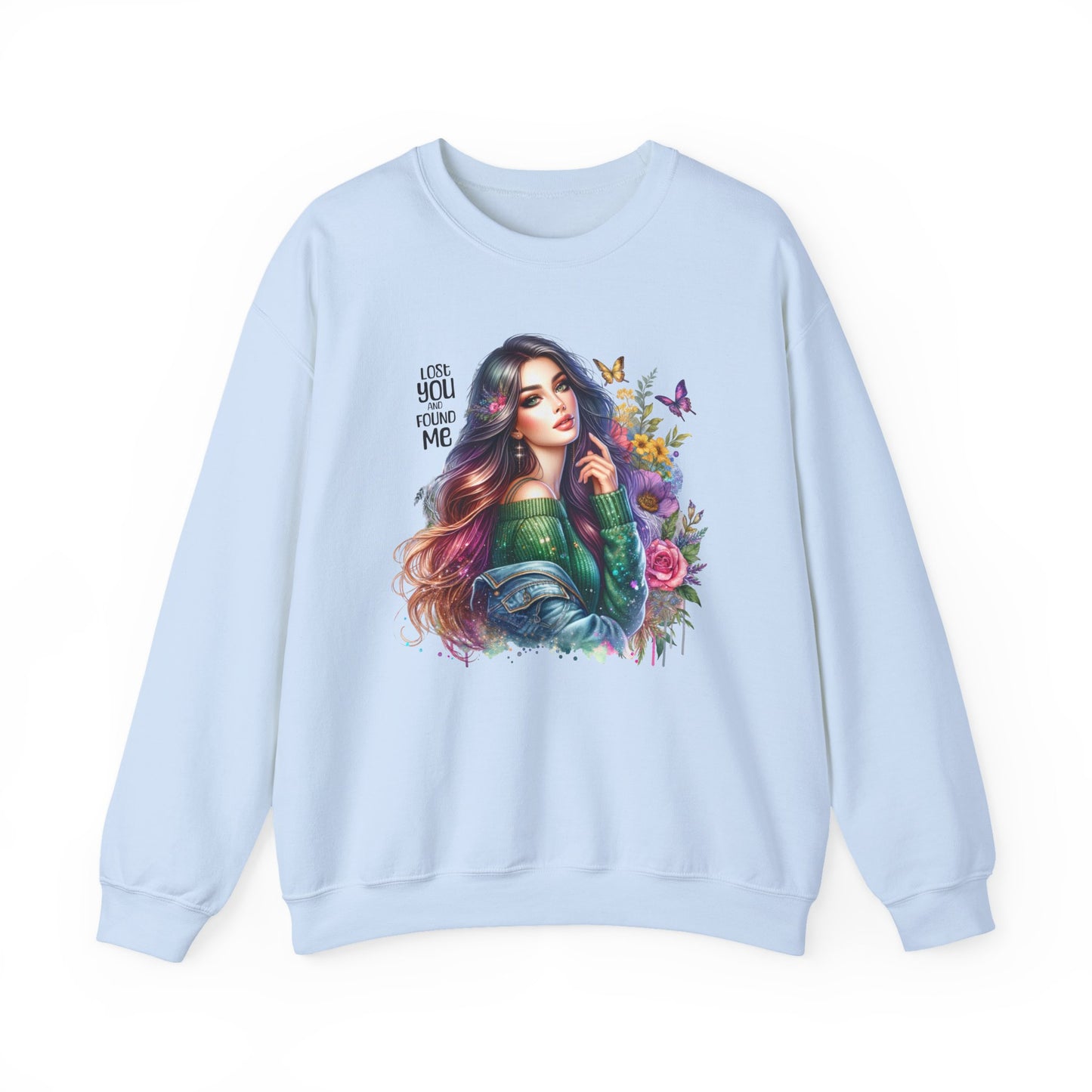 Lost You And Found Me Bohemian Floral Crewneck Sweatshirt, Cozy Graphic Sweatshirt, Gift for Her, Unique Art Pullover, Spring Fashion Crew