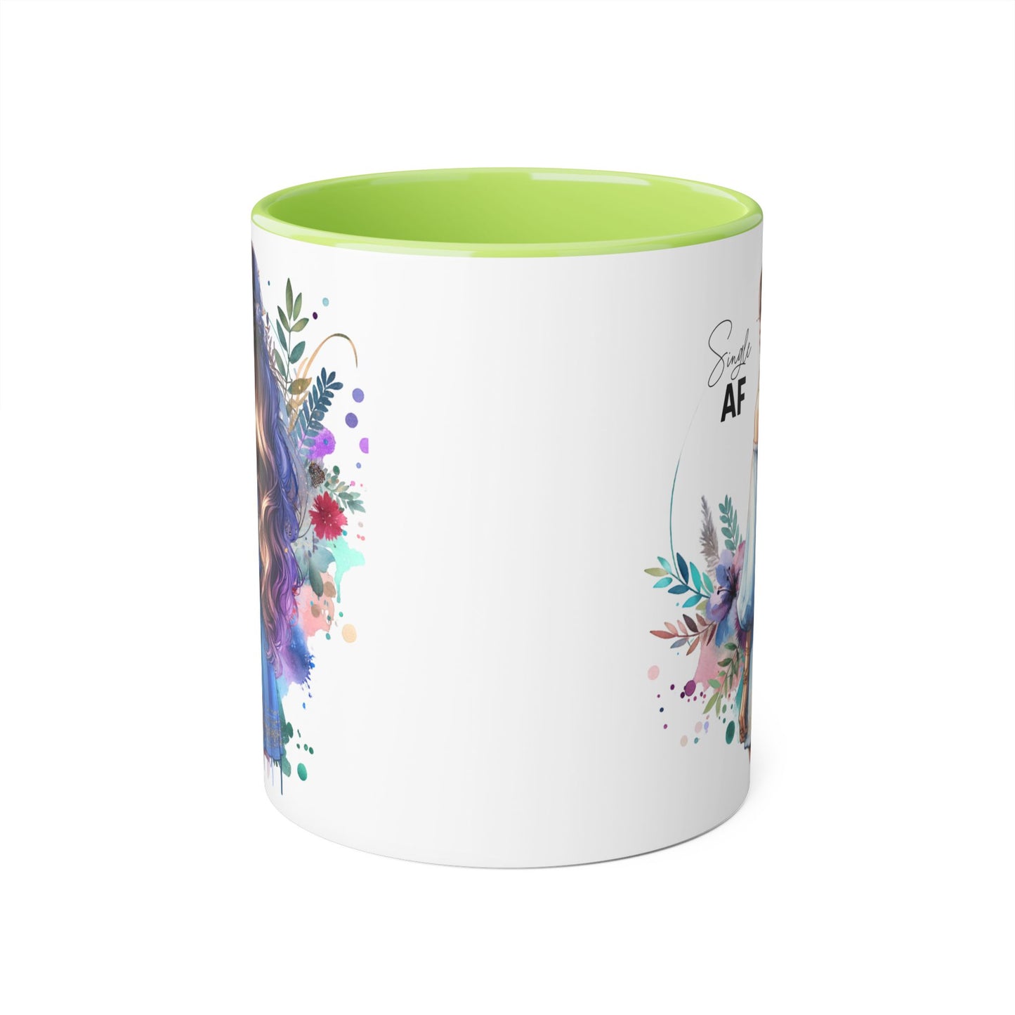 Single AF Boho Art Accent Mug, Unique Coffee Mug, Gift for Her, Floral Mug, Inspirational Mug, Perfect for Birthdays, Encouragement