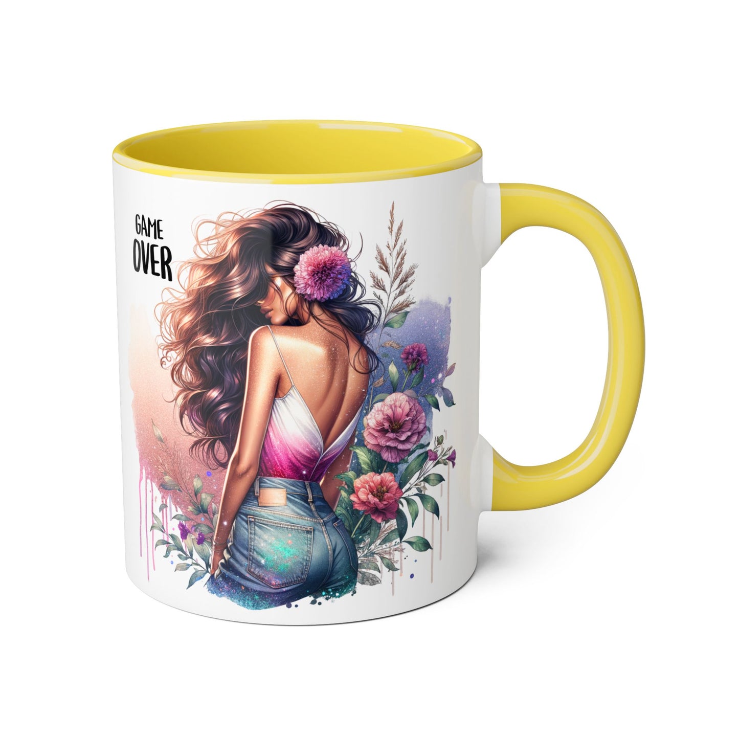Boho Chic Accent Mug - Perfect Gift for Coffee Lovers, Home Decor, Floral Art, Unique Design, Game Over Theme