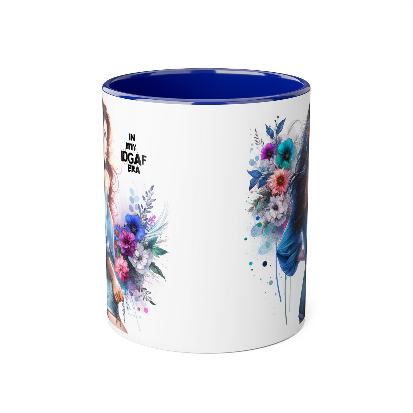 Bold Floral Accent Mug, 11oz | In My IDGAF Era, Ideal for Coffee Lovers, Gift for Her, Boho Decor, Motivational Gift