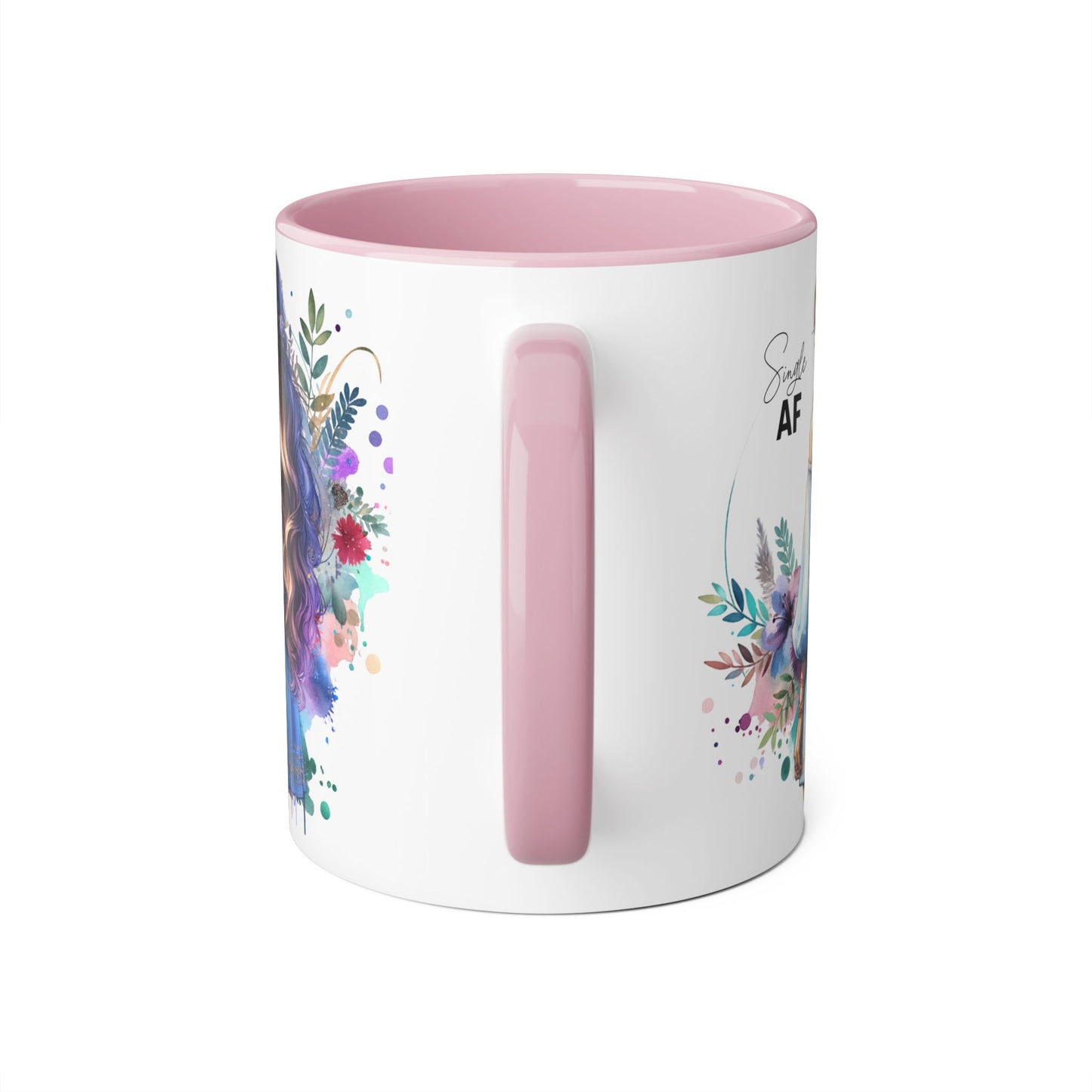 Single AF Boho Art Accent Mug, Unique Coffee Mug, Gift for Her, Floral Mug, Inspirational Mug, Perfect for Birthdays, Encouragement