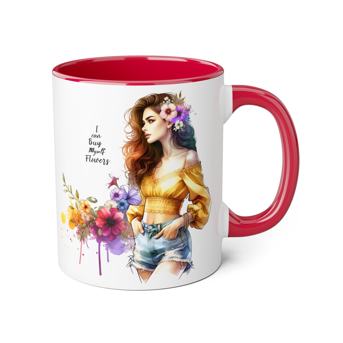 I Can Buy Myself Flowers Floral Bohemian Accent Mug - Perfect Gift for Flower Lovers, Art Enthusiasts, Home Decor, Spring Celebrations, Coffee Lovers