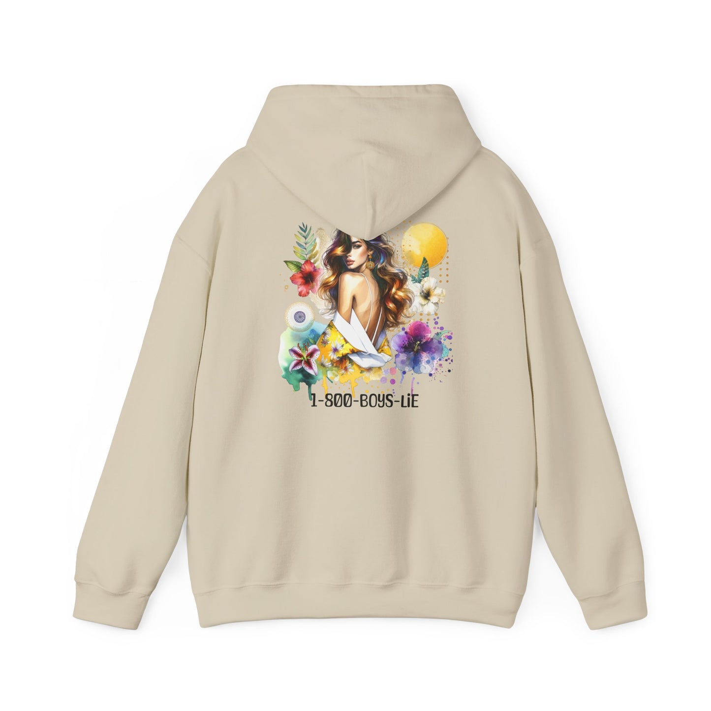 1-800-Boys-Lie Tropical Vibe Hoodie - Unisex Heavy Blend Sweatshirt for Beach Lovers, Summer Style, Gift for Her, Casual Wear, Boho Chic Fashion
