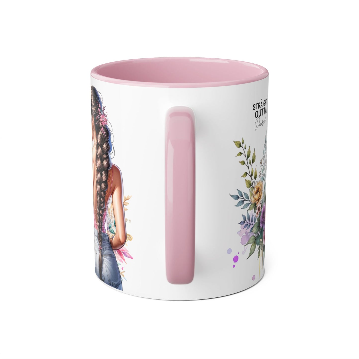 Straight Outta Divorced Humoristic Accent Mug | Floral Design Coffee Mug, Gift for Her, Inspirational Mug, Home Decor, Birthday Gift