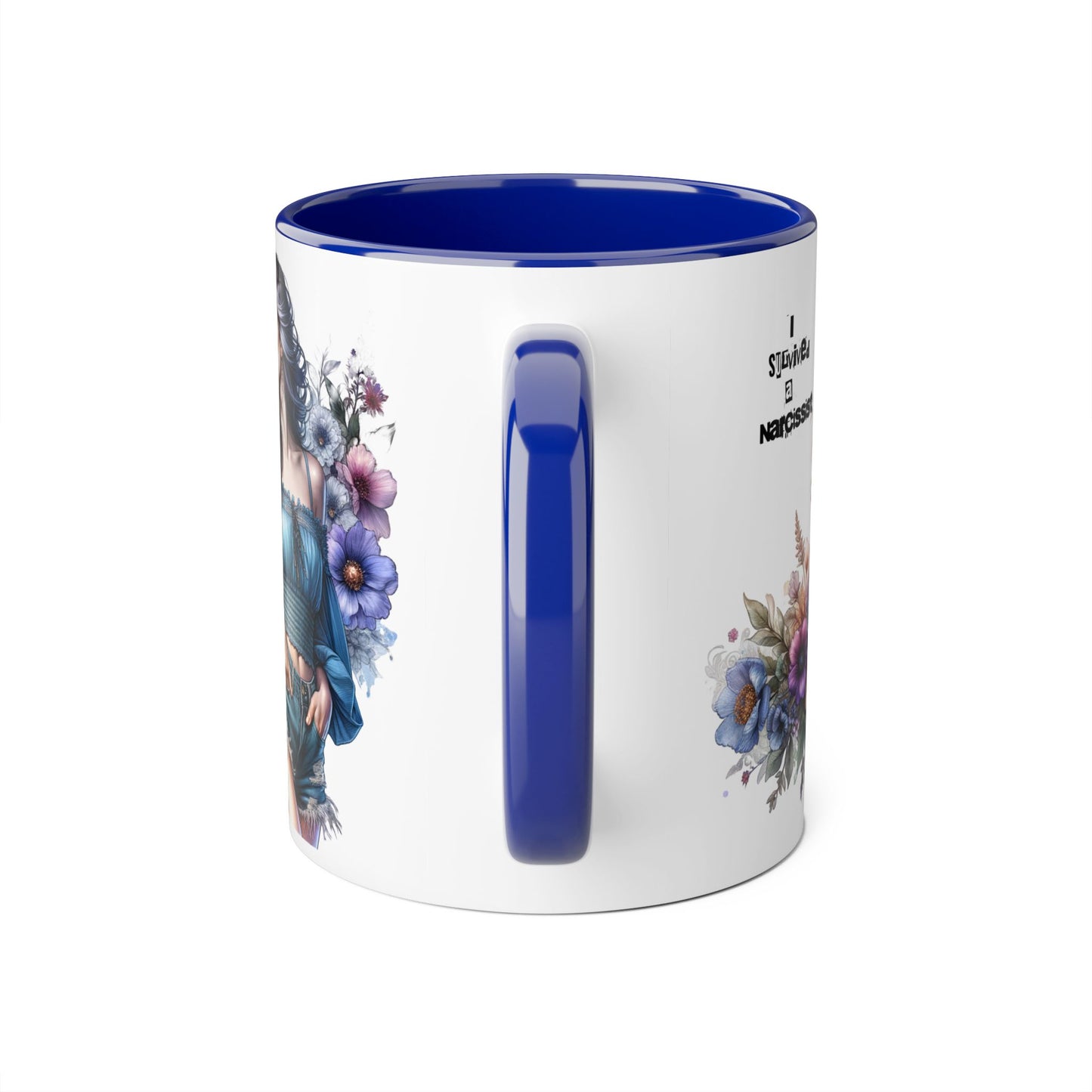 I Survived a Narcissist Accent Mug, Inspirational Coffee Cup, Unique Gift for Survivors, Floral Design, Self-Care Drinkware