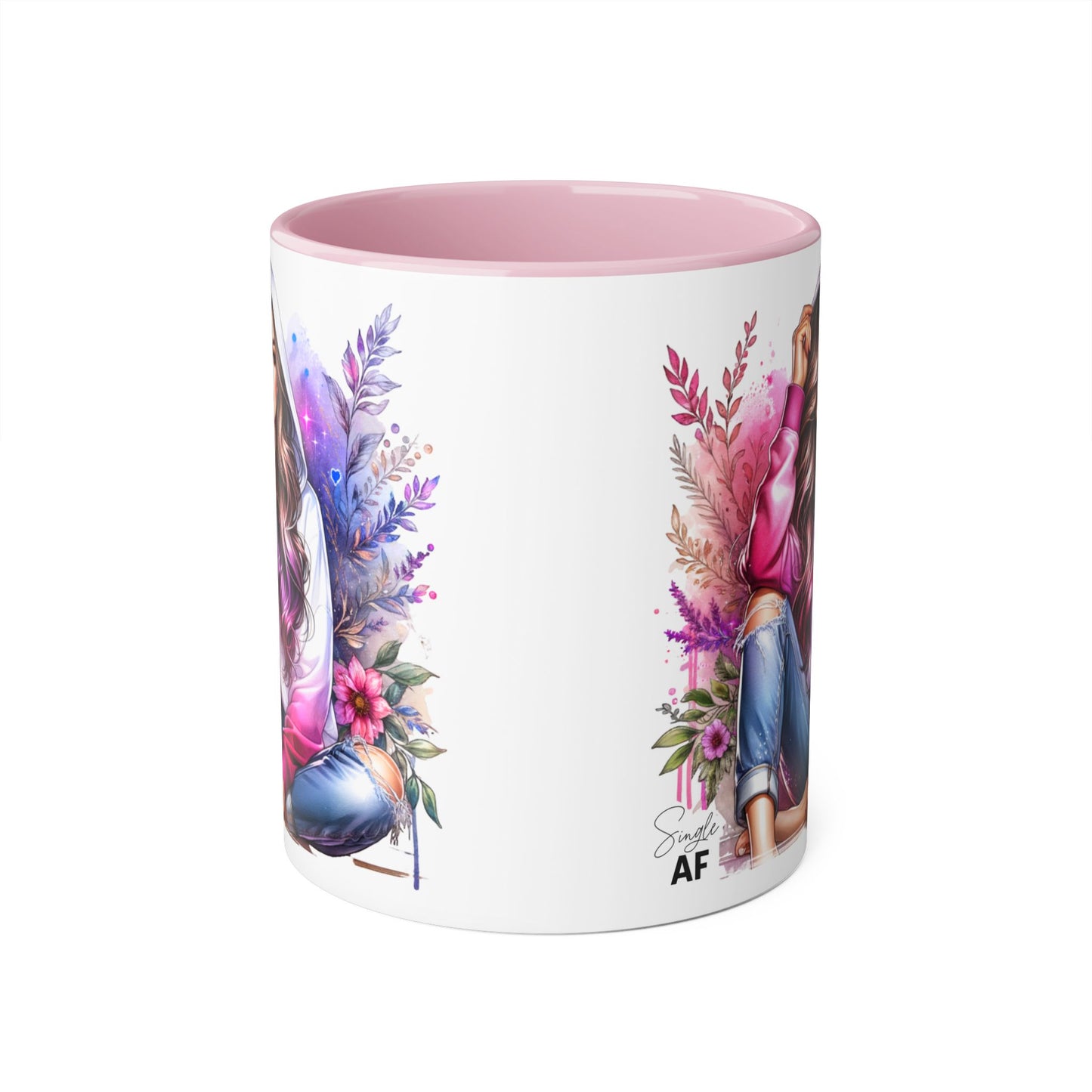 Single AF Stylish Accent Mugs for Coffee Lovers, Floral Art, Inspirational Gift, Appreciation Gift, Home Decor, Unique Mug Design
