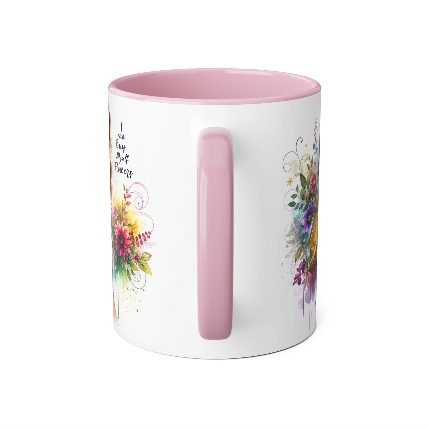 I Can Buy Myself Flowers Floral Art Accent Mug, Inspirational Coffee Cup, Unique Gift for Her, Flower Lover’s Mug, Home Decor Kitchenware