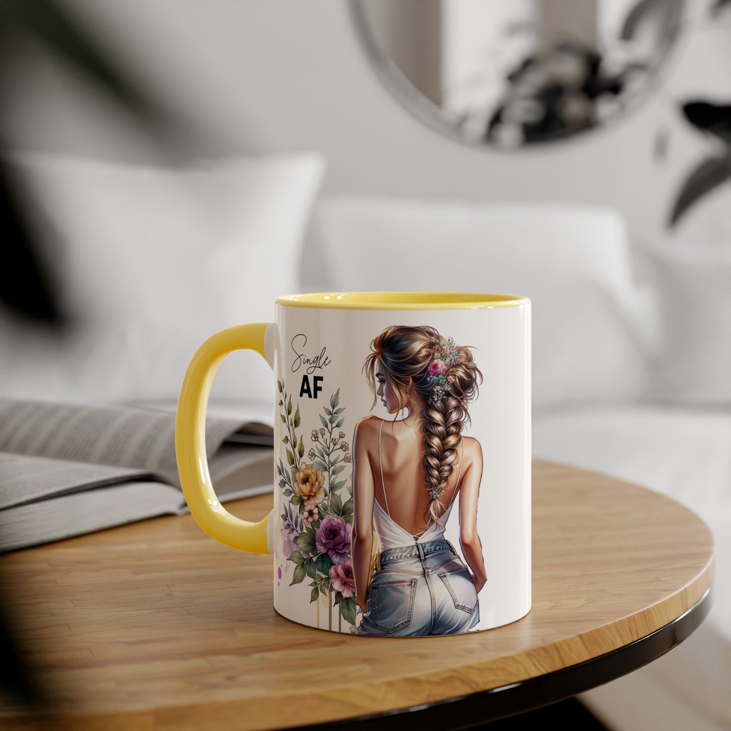 Single AF Chic Floral Accent Mug for Single Ladies | Perfect Gift for Birthdays, Weddings, or Just Because