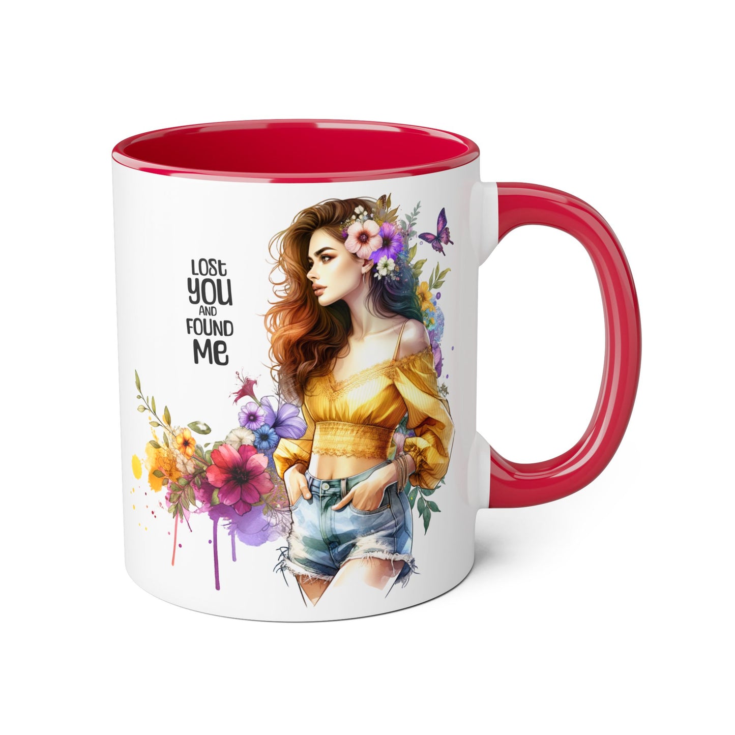 Lost You and Found Me Floral Inspiration Mug, Coffee Lover Gift, Artful Decor, Unique Birthday Present, Spring Vibes, Inspirational Quote