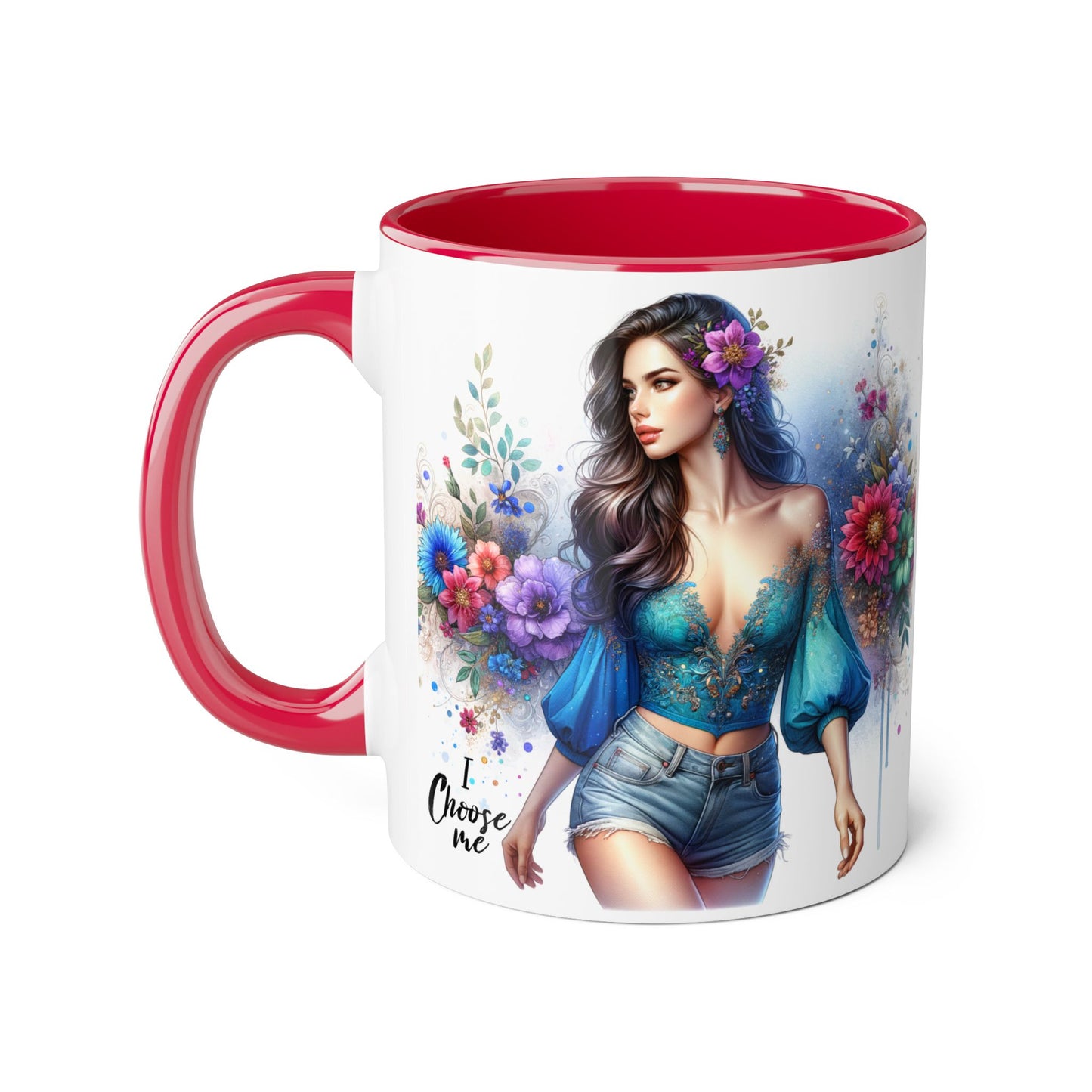 I Choose Me Boho Floral Accent Mug, Choose Me Coffee Cup, Unique Gift for Her, Art Mug, Colorful Drinkware