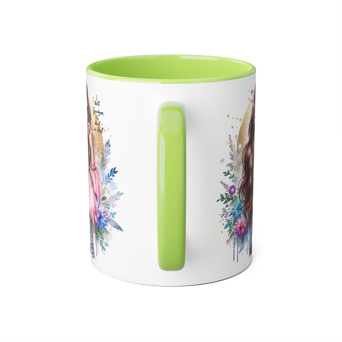 I Hold Grudges, I'll Heal in Hell Stylish Accent Mug, Floral Coffee Cup, Gift for Her, Tea Time Essentials, Boho Chic Mug, Perfect for Birthdays, Casual Everyday Use