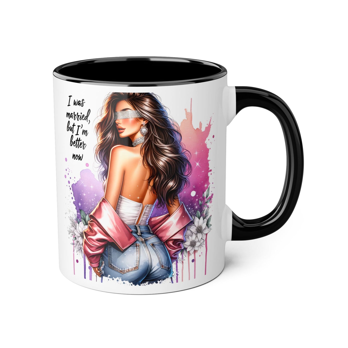 I Was Married Before But I'm Better Now Humoristic Empowered Woman Accent Mug - Inspirational Coffee Cup, Gift for Her, Motivational Mug, Self-Love Reminder, Unique Office Decor