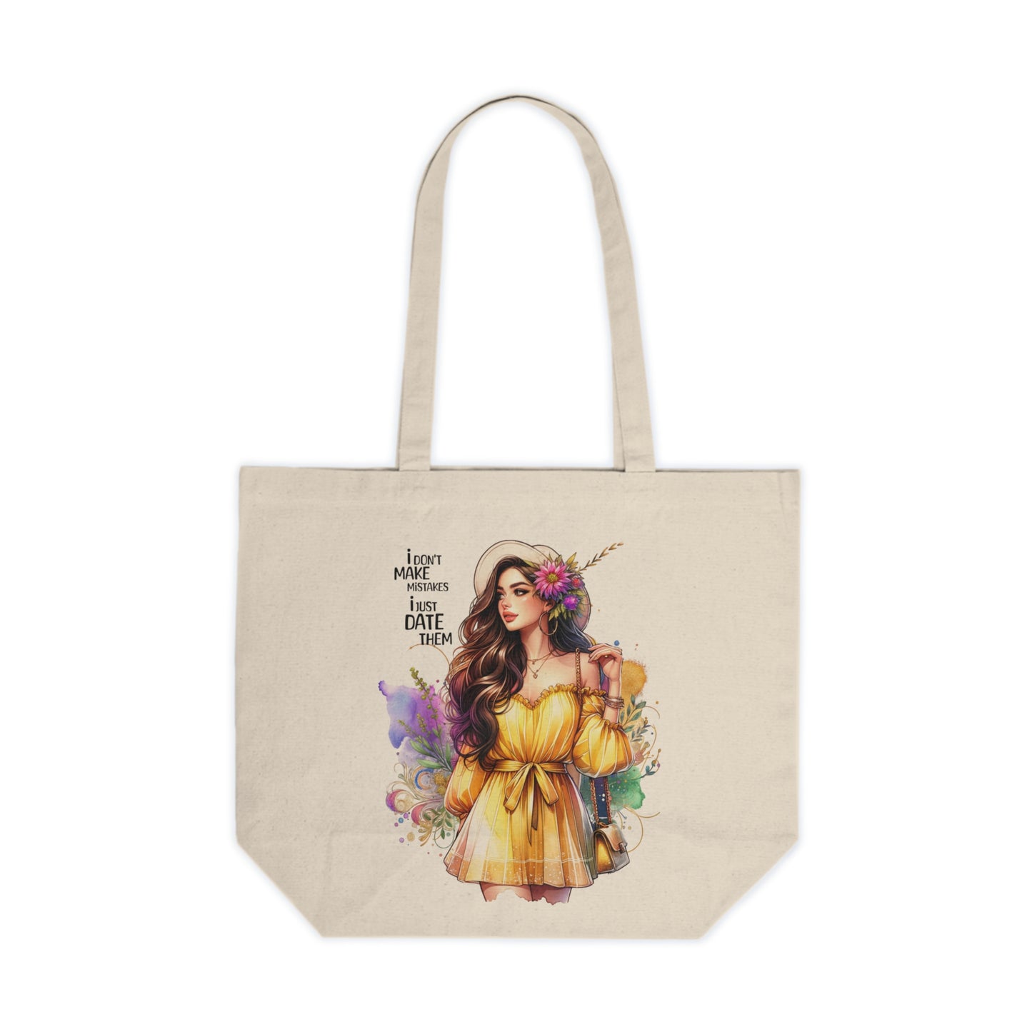 I Don`t Make Mistakes, I Just Date Them Chic Floral Tote Bag with Quote, Shopping Tote, Eco-Friendly Bag, Market Bag, Gift for Her, Summer Style