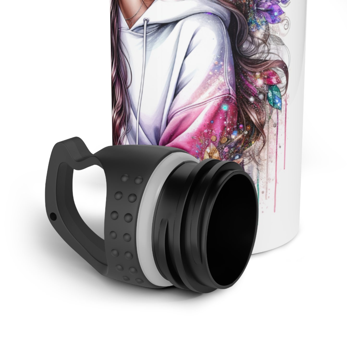 I Am My Own Happily Ever After Stylish Stainless Steel Water Bottle with Floral Design - Perfect for Active Lifestyles
