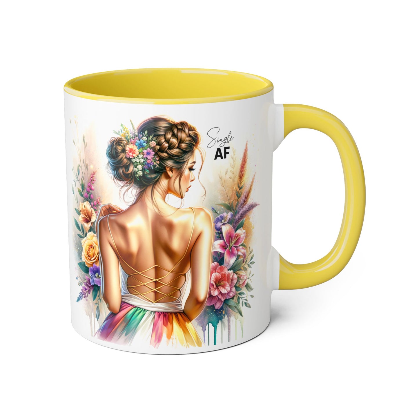 Colorful Floral Accent Mug with Inspirational Quote