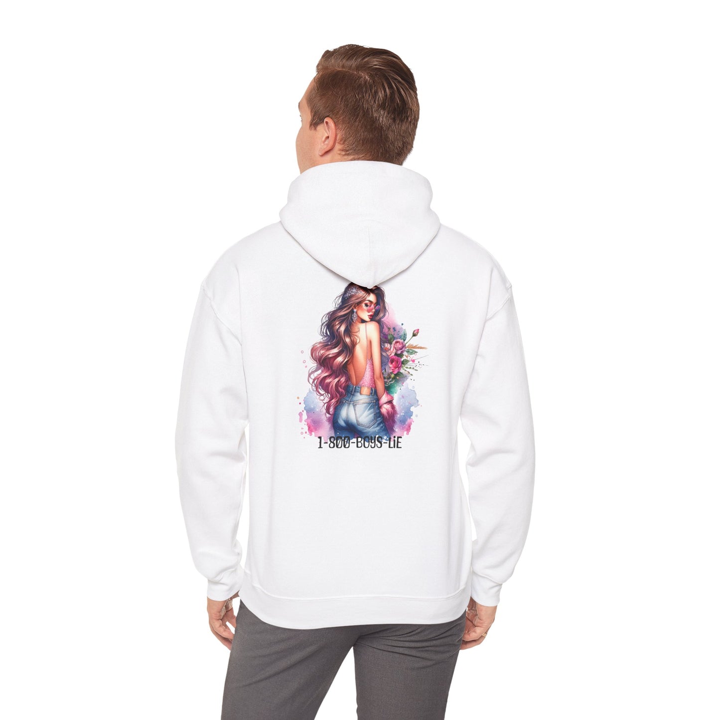 1-800-Boys-Lie Floral Art Hooded Sweatshirt, Cozy Unisex Hoodie, Everyday Wear, Gift for Her, Casual Style