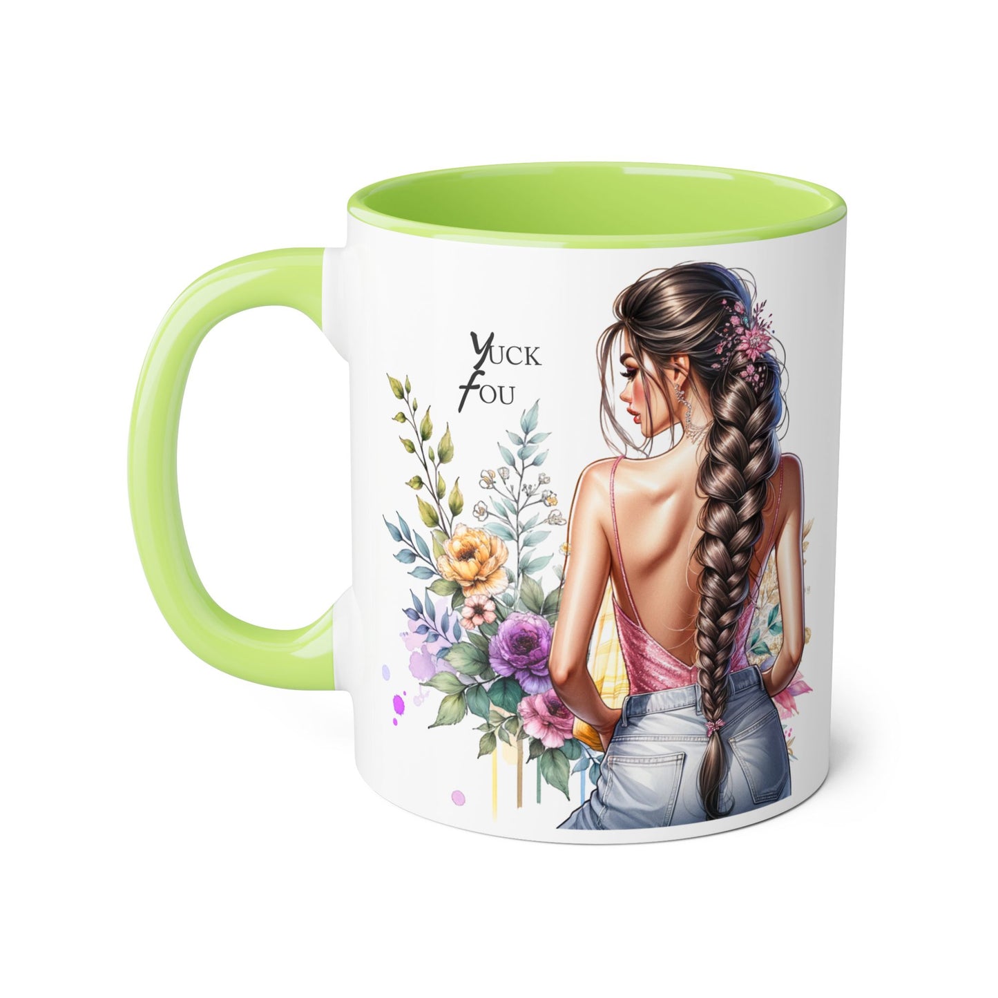 Yuck Fou Floral Art Accent Mug, Inspirational Coffee Cup, Unique Gift for Her, Mother’s Day Present, Home Decor, Art Lover Mug