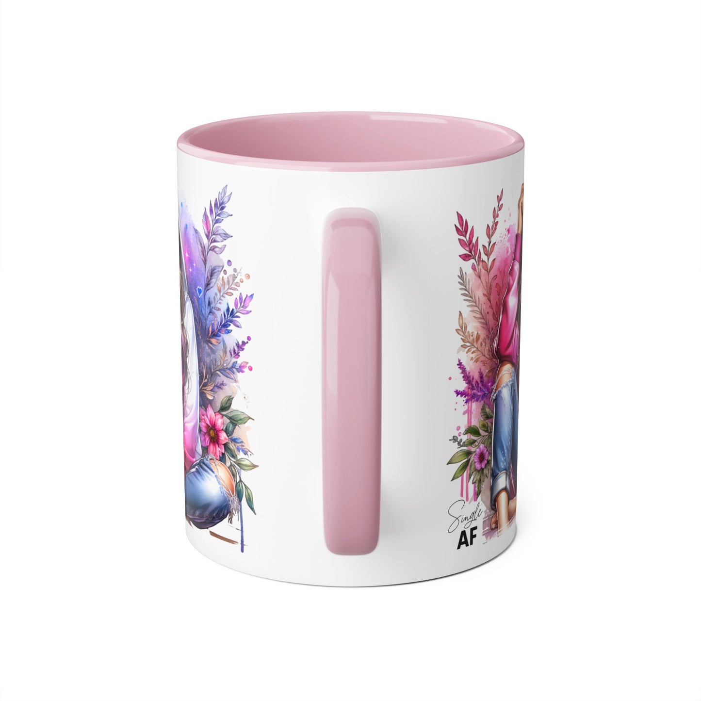 Single AF Stylish Accent Mugs for Coffee Lovers, Floral Art, Inspirational Gift, Appreciation Gift, Home Decor, Unique Mug Design