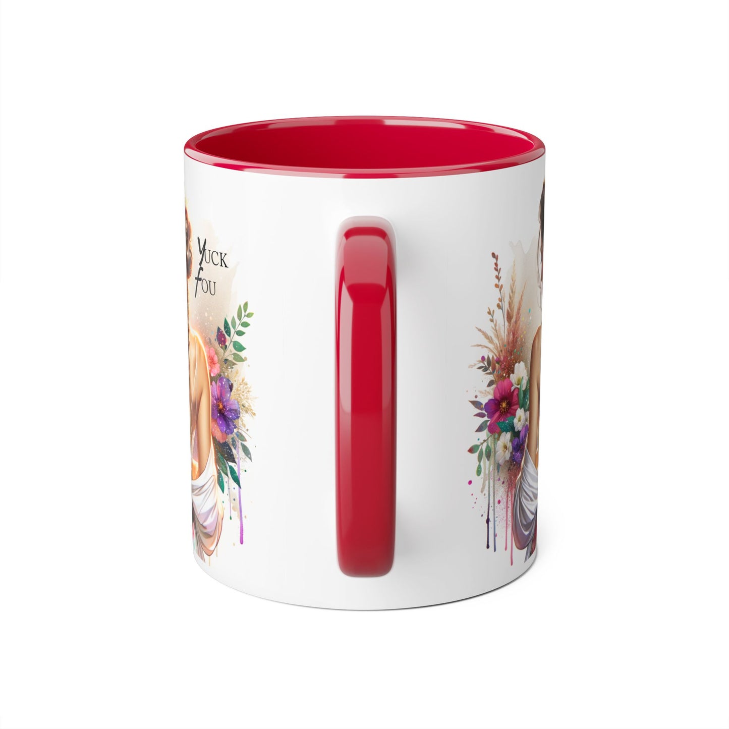 Bohemian Accent Mug with Floral Design, Yuck Fou Coffee Cup, Unique Gift for Her, Inspirational Mug, Art Lover's Drinkware
